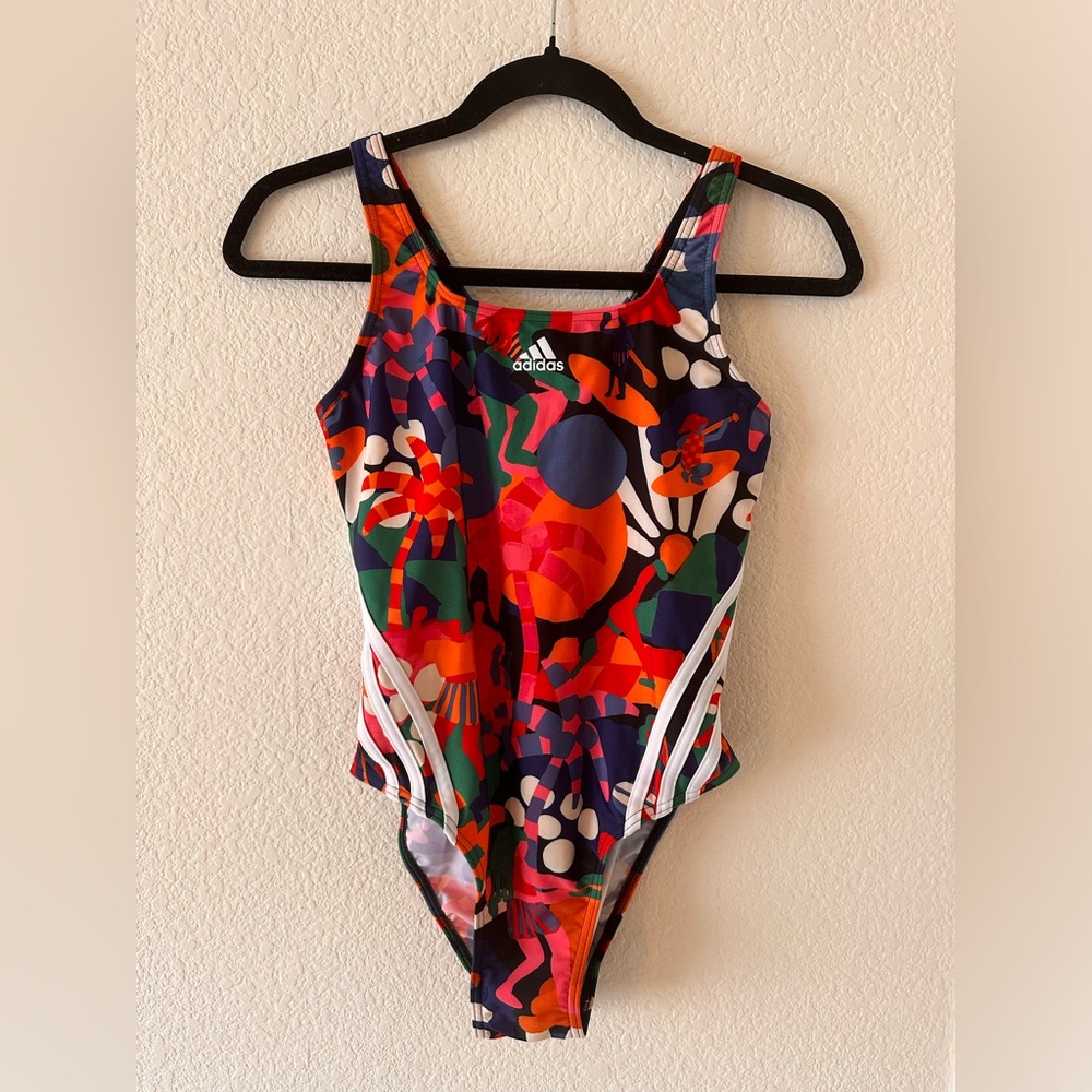 Farm Rio + Adidas One Piece Swimsuit Size 8 vibrant colorful